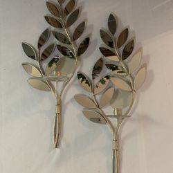 Glass/mirror Leaf Set Of 2