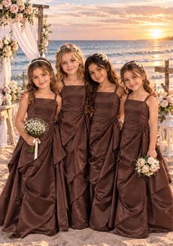 Girls Satin Flower Girl Dress all size 4-18 old all color