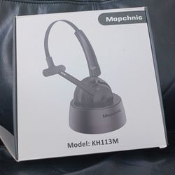Bluetooth Headset, Mopchnic Wireless Headset with Upgraded Microphone AI Noise C