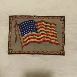 Antique 1910 FLANNEL GRAY CIGAR BOX AMERICAN FLAG 