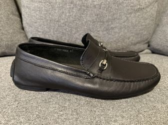 BRUNO MAGLI Pogia Black Horse Bit Leather Driver Loafers Shoes ITALY Sz 8.5