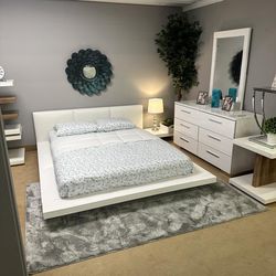 Christie White High Gloss Lacquer Queen Bed