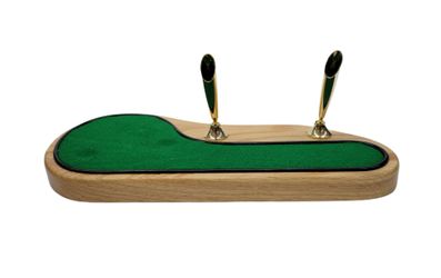 12" Wooden Golf Theme Desktop 2 Swivel Pen Holders.