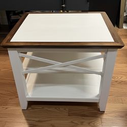 White Wooden Coffee Table And End Table Set