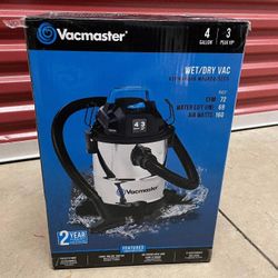 Vacmaster 4 Gallon 3 Peak
HP Stainless Steel Wet/Dry
Vacuum