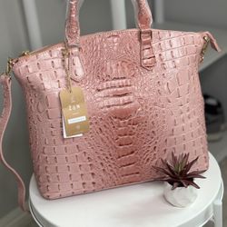 ZAN Leather Collection Vegan Faux Croc Purse (Shades of Pink)