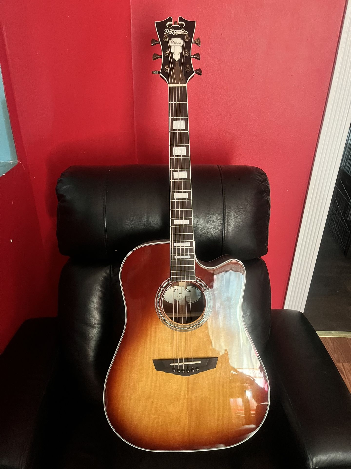 D'Angelico Premier Bowery Acoustic-Electric Guitar Ice Tea Burst