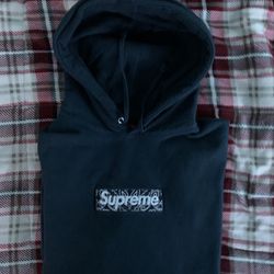 supreme navy box logo hoodie