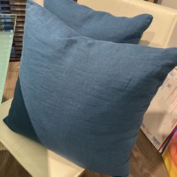 Two IKEA Blue Pillowcases 20” x 20”