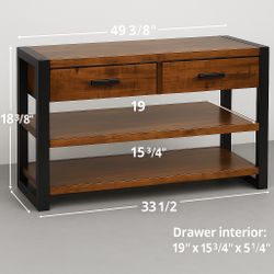 Industrial Wood Console Table – 49” – Great Condition