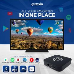 Raxxio Android TV Box 9.0 - RAX2100 Smart TV Box 4K HDR, Amlogic S905X3 Processor, 4GB RAM, 64GB ROM, WiFi 2.4G + 5G, USB 3.0, Bluetooth 4.1, Media Pl