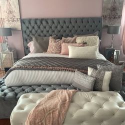 Grey Fabric Bed Set