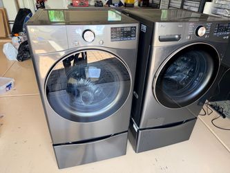 LG ThinQ gas washer And Dryer with pedestals