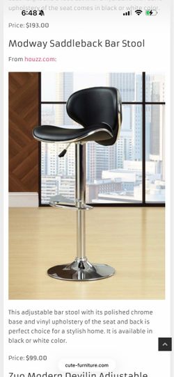 Modway Saddleback Bar Stool - Premium Modern Stools (Black) 3 available
