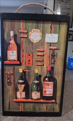 Decorative wooden wine box by:Dennis East International for 2 bottles w/ handle