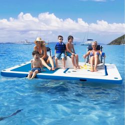 10'x8' Floating Dock Inflatable Dock Electric Pump for 1-Min Inflate/Deflate, Fits 10