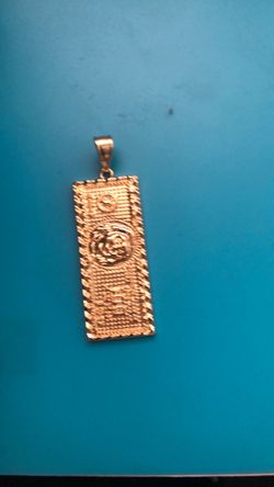 100 dollar bill 14k gold plated pendent