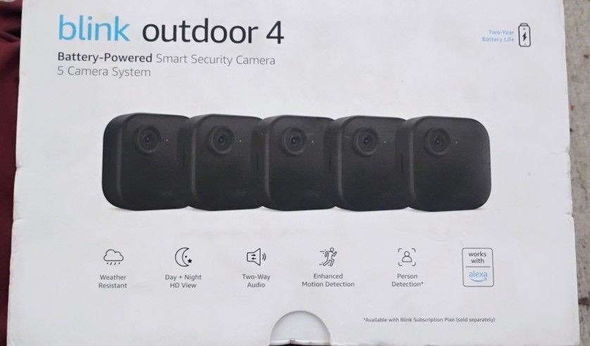 Blink Outdoor 4 Battery Powered Smart Security System 5 Cameras NEW SEALED