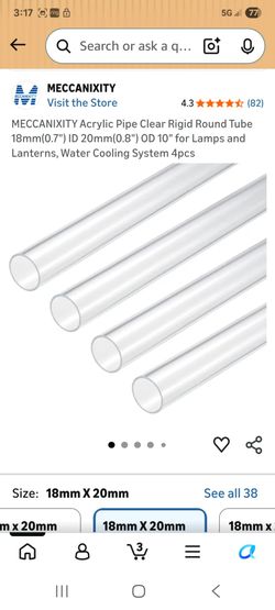 MECCANIXITY Acrylic Pipe Clear Rigid Round Tube 18mm(0.7") ID 20mm(0.8") OD 10" for Lamps and Lanterns, Water Cooling System 4pcs