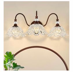 Antique Red Bronze Finish Bathroom Vanity Light, 3-Light Vintage Vanity Light