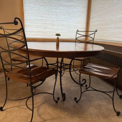 Round Dining Table/Chairs  - Solid Wood + Iron  