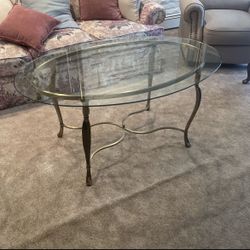 Coffee table & End Table - Brass & Glass