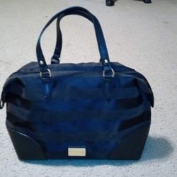 Tommy Hilfiger Black on Black Striped Satchel Handbag