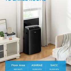 Midea Duo 12,000 BTU (10,000 BTU SACC) High Efficiency Inverter, Ultra Quiet Portable Air Conditioner, Cools up to 450 Sq. Ft., Compatible with Alexa/