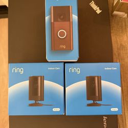 Ring Security Bundle – Battery Doorbell + 2 Indoor Cams – NEW