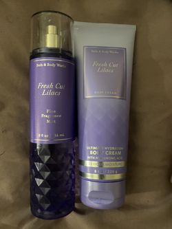 Baths and Bodyworks Fresh Cut Lilacs Body Spray/Body Cream Bundle 