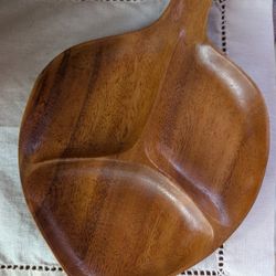 Vintage Divided Wood Snack Tray