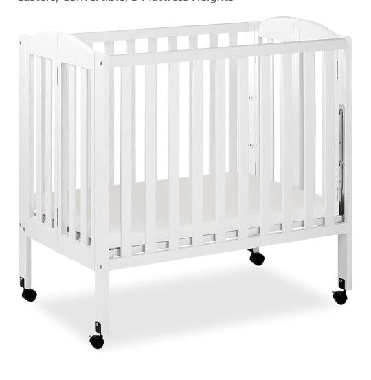 Dream On Me 3 in 1 Portable Folding Stationary Side Crib in White, 