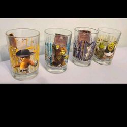 Lot of 4 VTG 2010 McDonald's Forever After Shrek Complete set if 4 glasses