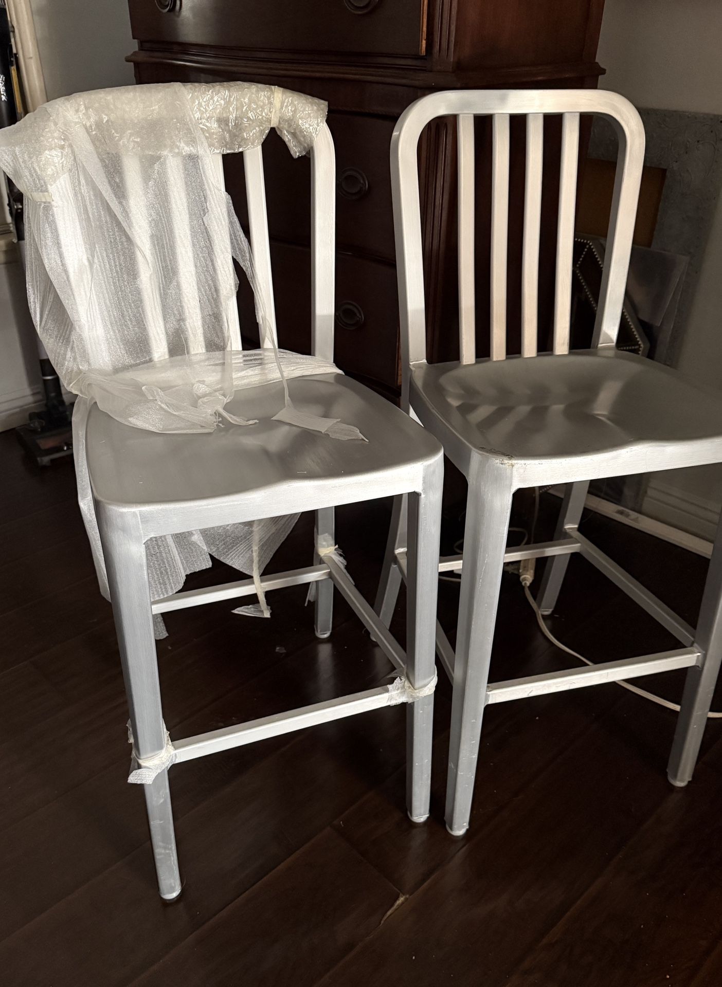 Aluminum Counter Stools, Pair