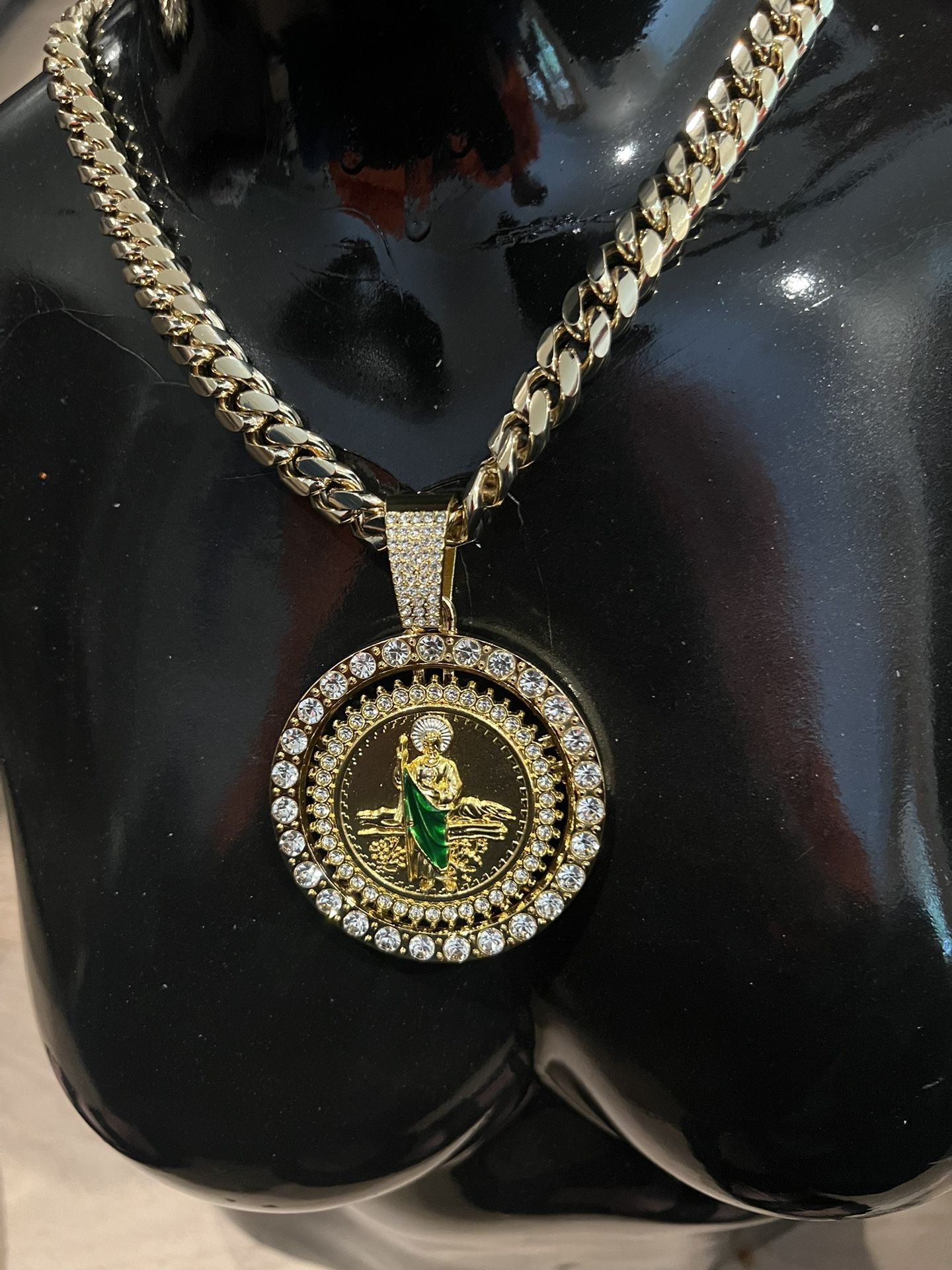 14 Kt Semi Fine (yes It Is Real) Necklace With St. Jude Pendant…NEW