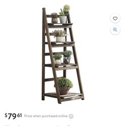 4 Tier Foldable Ladder Bookcase Storage Rack Plant Stand Display