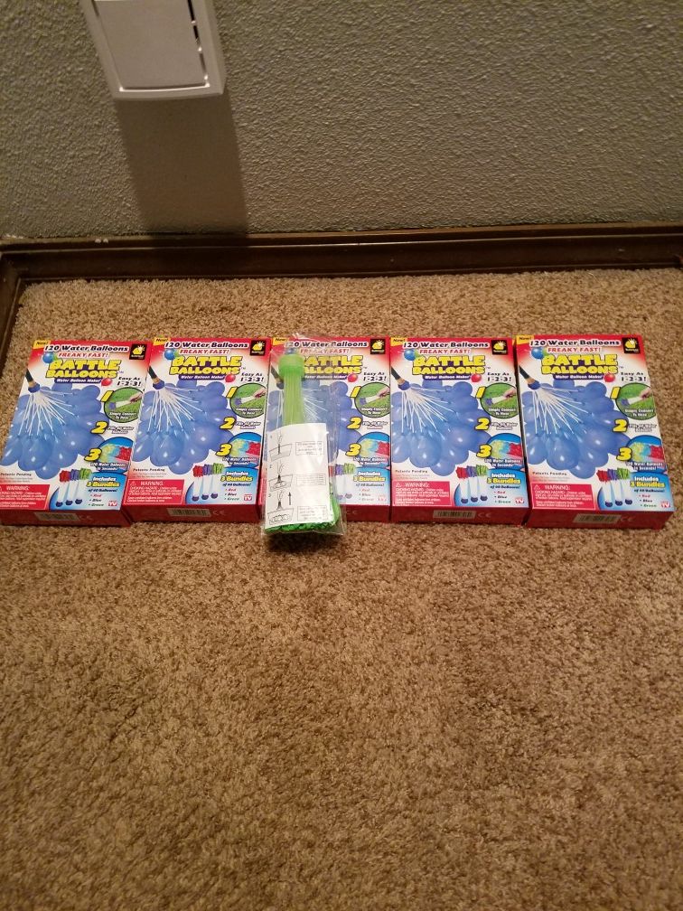 5 never opened boxes of Water Ballons (120 per box)