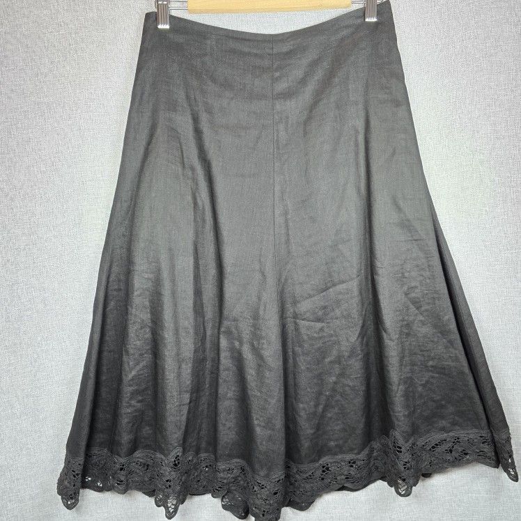 Banana Republic LINEN SKIRT Midi BLACK Size 2