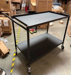 Heavy Duty Platform Truck, 2000 LBS Industrial Steel Flatbed Cart with 360° Swivel Wheels, Platform Push Cart Dolly, Easy Storage for Warehouse/Garage