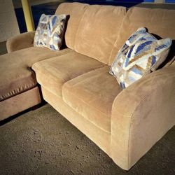 Beige Microfiber Reversible Sectional Sofa