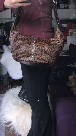 Cheetah Print Cow Hide Hobo Handbag