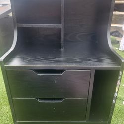 Black Multi-storage Night Stand