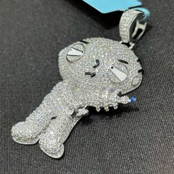 Stewie Armed From Family Guy Pendant 5.22C.T Moissanite SS VS.D Color