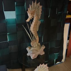 Hand Carved Wooden Seahorses 