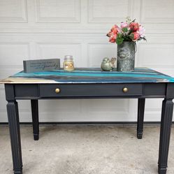 Unique Coastal Painted Wood Desk/Table