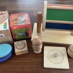 Lovevery Montessori wooden Baby Toy Bundle Lot Puzzle Ball Cylinder   Some are Lovevery and some are other Montessori toys  Lovevery rocks, egg cup, m