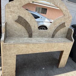 Headboard Mirror Beige Color Queen Size