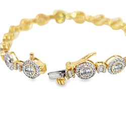 10k Yellow Gold Diamond Tennis Bracelet with Round Cut Diamonds 1.8 ctw
