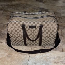 Gucci Boston GG Canvas Duffle Bag Beige/Ebony