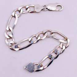 Sterling Silver Figaro Link Chain Bracelet Stamped 925